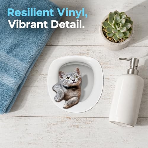 Cute Cat Toilet Lid Decal - Waterproof Self-Adhesive Bathroom Decor