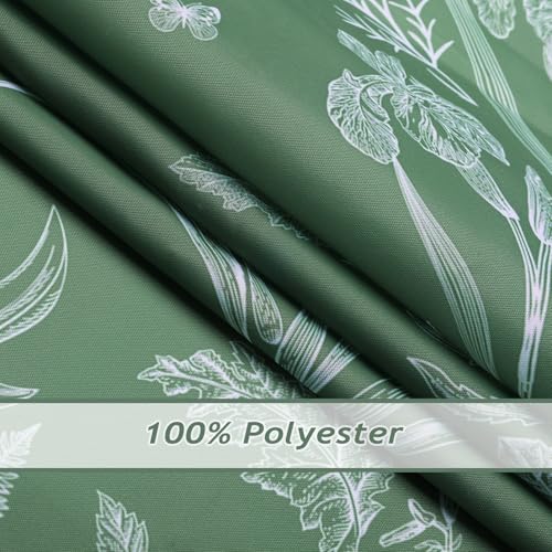 Green Leaves Floral Shower Curtain 72x72 Inches Waterproof Polyester with Hooks