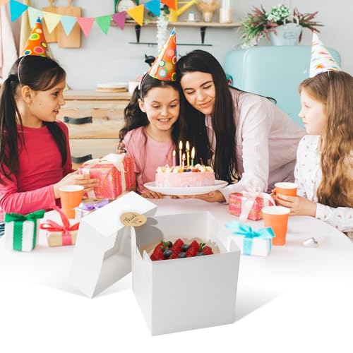 COTOPHER 6x6x6 Inch White Cake Boxes with Window - 5 Pack