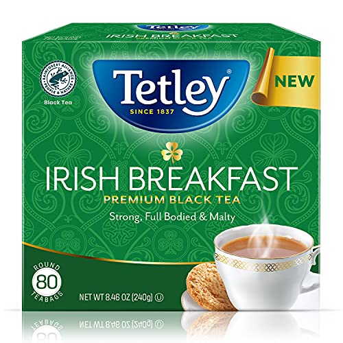 Tetley Irish Breakfast Black Tea, 80 Count - Strong, Malty & Full-Bodied