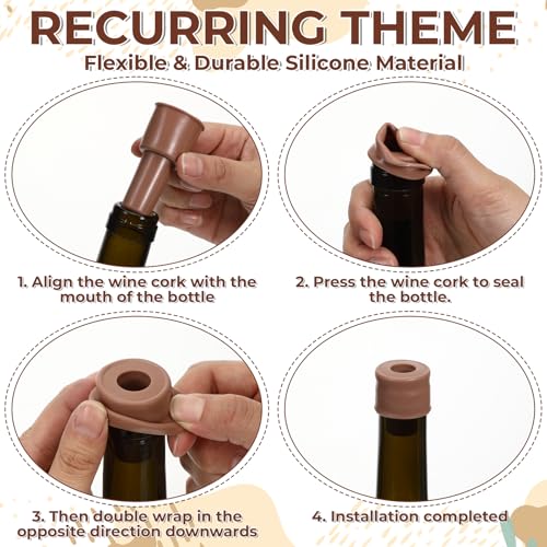 JJUNW Reusable Silicone Wine Stoppers - 8 Pcs in 4 Colors