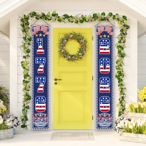 American 250th Anniversary Banner - 2 Pack, Patriotic Decor 12x71"
