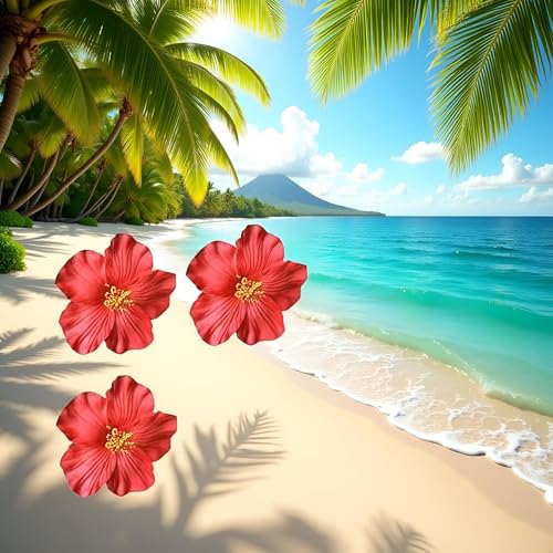 Red Hawaiian Flower Hair Clips 3-Pack - Tropical Hair Accessories