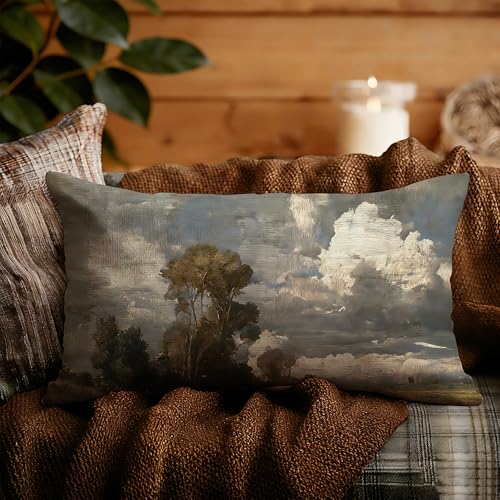 Rustic Farmhouse Landscape Pillow Cover 12x20 - Flannel Warm Decor Color-1
