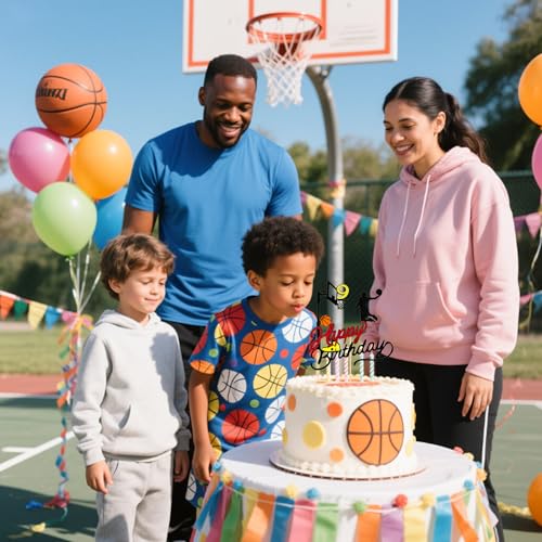 Basketball Cake Topper for 9th Birthday - Glitter Theme Decoration