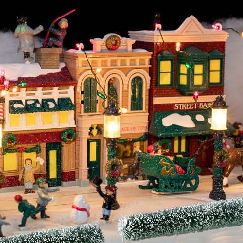 3 Pack Christmas Village Flexible Sisal Hedge Fence Decor Winter Snow Scene