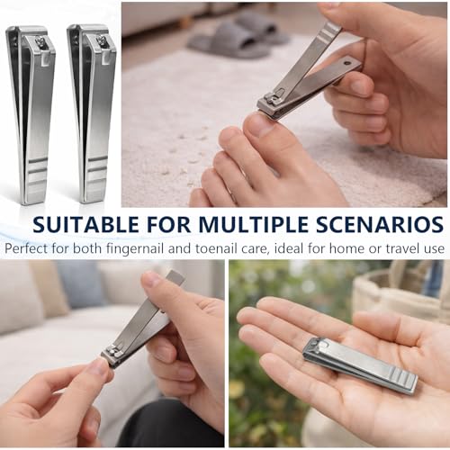 Heavy-Duty Straight-Edge Nail Clippers 2-Piece Set for Thick Nails