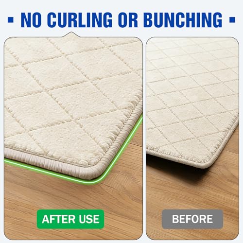 Songrey Non-Slip Rug Corner Grippers - 8PCS Black Anti-Curl Carpet Tape