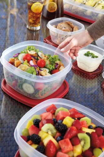Rubbermaid Easy Find Lid 7-Cup Food Storage Container, Red, 1.6L/6pcs