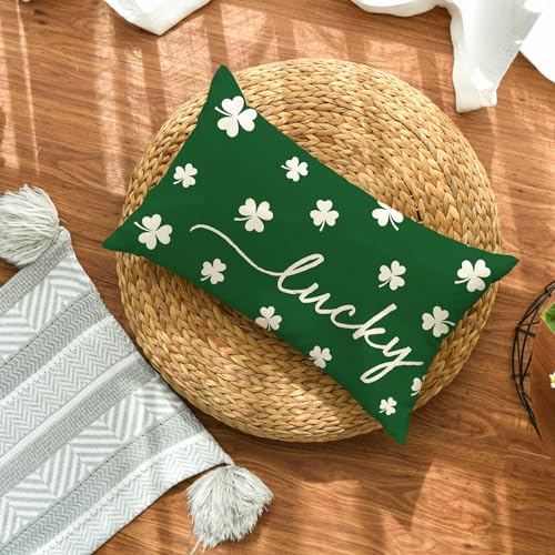 St. Patrick's Day Lucky Clover Throw Pillow Cover - 12x20 Inch