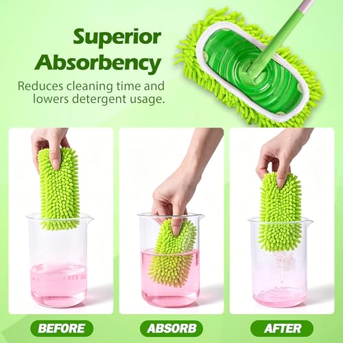 SureOBliss 2PCS Chenille Mop Pads for Swiffer Sweeper - Reusable Dry & Wet Cloths, Compatible with 10x12in Flat Mops, Multi-Surface Cleaning (Variation 2)