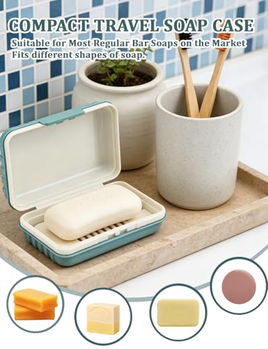 WUECO Leakproof Travel Soap Holder with Draining Tray - Blue