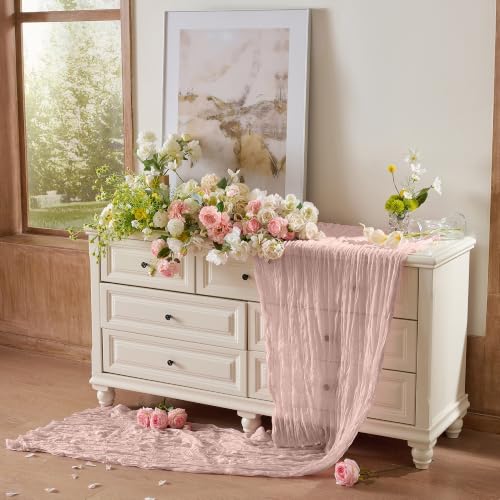 12 Pack Dusty Pink Cheesecloth Table Runner Boho Rustic Decor - 10ft