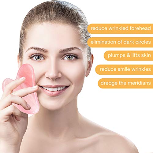 KIMANN Rose Quartz Gua Sha Face and Body Scraping Massage Tool