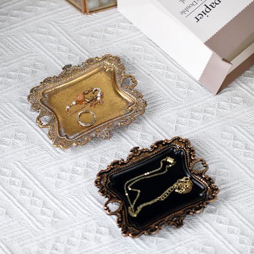 Gold Ring Holder Jewelry Dish - Elegant Trinket Tray for Rings
