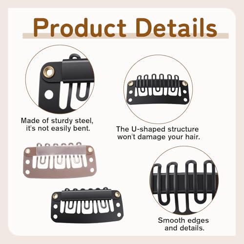 30 Pcs U-Shape Wig Clips with Needle and Thread for Hair Extensions