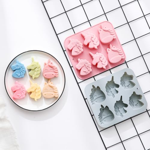 REKIDOOL Unicorn Silicone Mold, 12-Cavity Non-Stick Baking Tray, 2 Pack