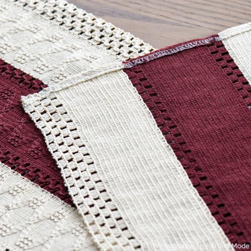 Red Farmhouse Rustic Christmas Table Runner 12x90 Inch - Polyester Cotton