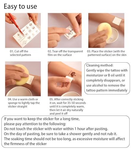 Black Letter Temporary Tattoos - 5 Sheets Waterproof Alphabet Stickers