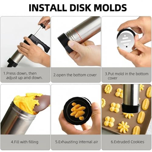 23-Piece Cookie Press Set with Stainless Steel Disks and Piping Tips for Holiday Baking