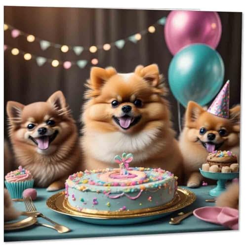 Funny Pomeranian Birthday Card - Eco-Friendly 145mm x 145mm