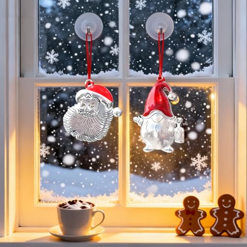 Ziyutam Solid Pewter Gnome Christmas Tree Ornament, Handcrafted Santa Hanging