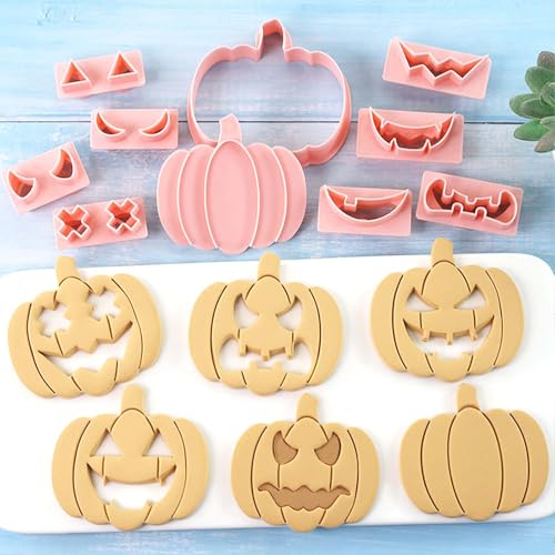 Lutoku Mini Pumpkin Cookie Cutter Set - 3D Halloween Raised Design Stamps