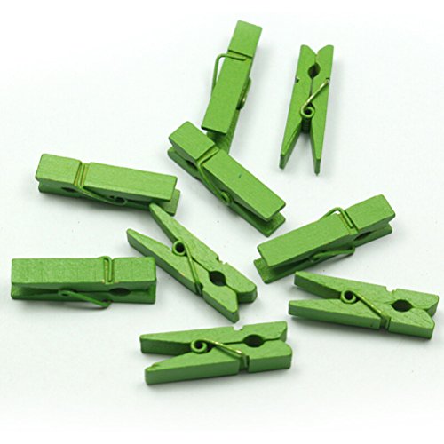 Green 100pcs Mini Wooden Clothespins for Photos & Crafts - Topxome