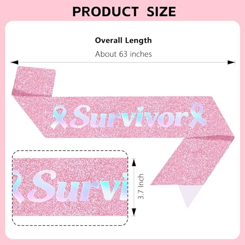 Vuzvuv Pink Cancer Survivor Sash for Breast Cancer Awareness