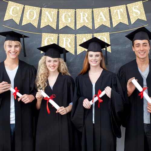 Gold Graduation Banner - Class of 2026 Congratulations Decorations