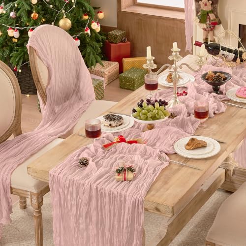 12 Pack Dusty Pink Cheesecloth Table Runner Boho Rustic Decor - 10ft