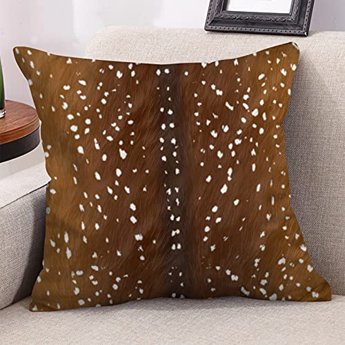 Deer Print Throw Pillow Cover 20x20 Inch, Double-Sided Fawn Pattern