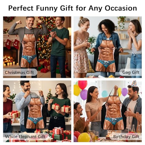 Blueleopard Funny Muscle Man Apron for Men - Cooking, Grilling & Baking Gift
