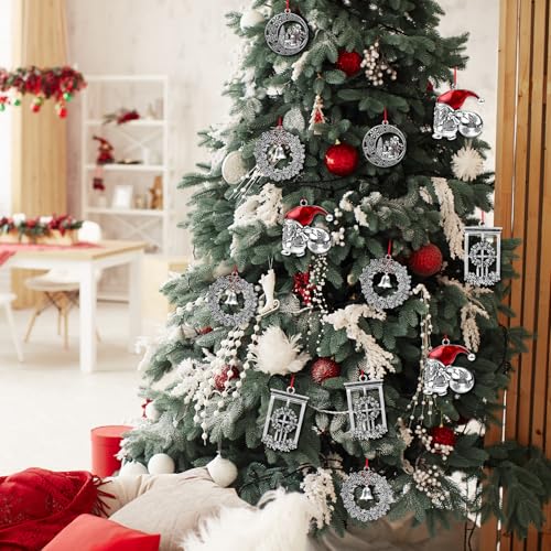 Silver Christmas Tree Ornaments - Metal Holiday Decorations
