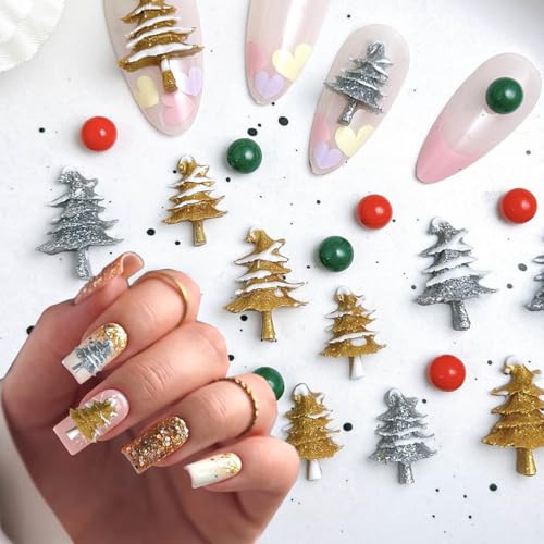 100Pcs Christmas Nail Charms 3D Resin Holiday Gems & Rhinestones