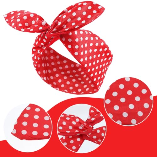 Vintage Red Polka Dot Headband with Adjustable Bow Retro Hair Band