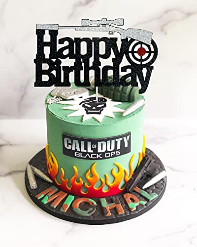 Heavy Gun Happy Birthday Cake Topper - Perfect for Army Theme Parties