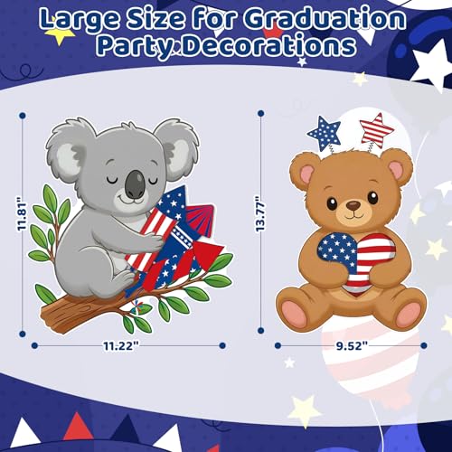 COCHIE Patriotic Animals 11x14 Inch 4th of July Bulletin Board Cutouts, 9PCS USA Flag Decor
