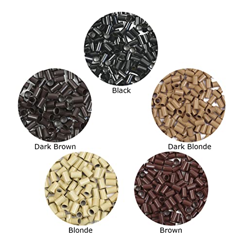 Micro Rings Hair Extension Beads 3.4mm Non-Silicone Copper Tubes 200 Pcs Black