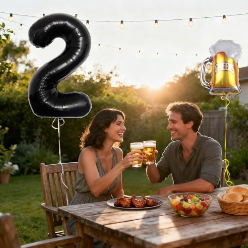 40-Inch Black Number Balloon with Mini Beer Balloon for Parties
