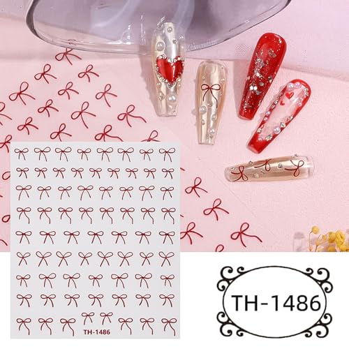 Villorem 3D Bow Nail Art Stickers Self-Adhesive Bowtie Decals