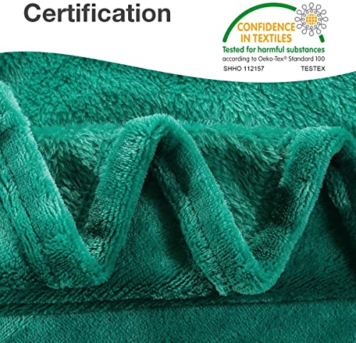 HYSEAS Teal Flannel Fleece Throw Blanket 50x60 Inch - Soft Plush Microfiber