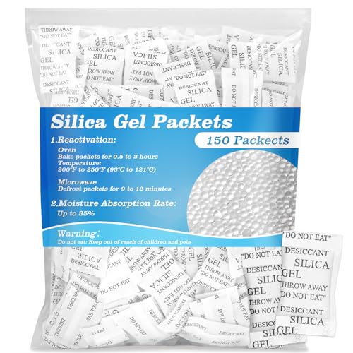 Sukh 150PCS Silica Gel Packets - 2g Moisture Absorbers for Storage