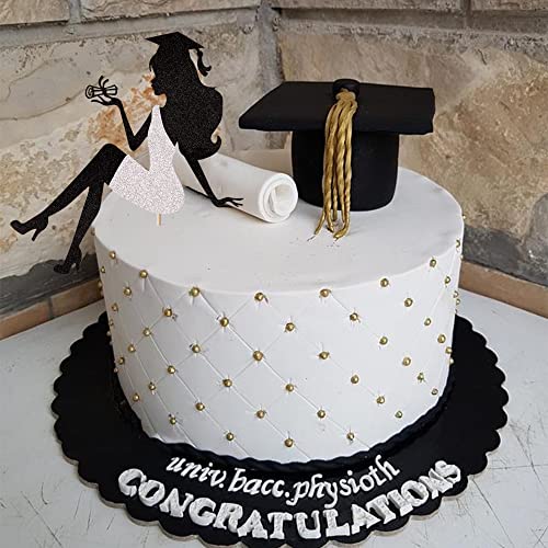 2026 Graduation Cake Topper with Glitter Grad Cap & Diploma
