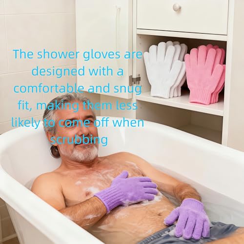 Geettcaifu Exfoliating Bath Gloves 4 Pairs, Double-Sided Nylon Body Scrubber