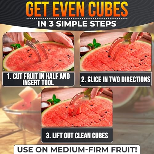 NADOBA 2-in-1 Stainless Steel Watermelon Slicer & Cube Cutter Tool
