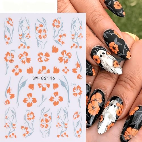 Halloween Nail Stickers Ghost Decals Self-Adhesive 6 Sheets