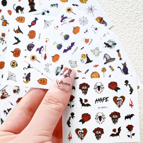 30 Sheets Halloween Nail Art Stickers 3D Self-Adhesive Gothic Decals