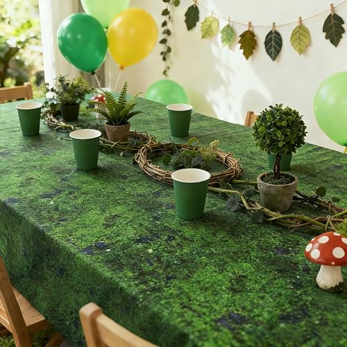 Kochorie Green Moss Plastic Tablecloths - 108 x 54 Inch, 2 Pack