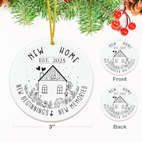 2025 New Home Christmas Ornament - 3" Ceramic Housewarming Gift